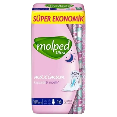 Molped Ultra Süper Ekonomik Hijyenik Ped Gece 16lı 5'li Avantaj Paketi ürün görseli 1