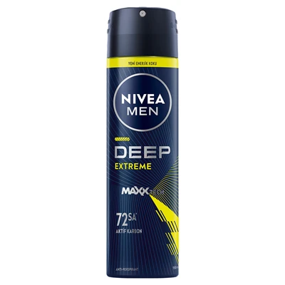 NIVEA Men Deep Extreme Sprey Deodorant 150 ml - Güçlü Koruma 2'li Ekonomik Paket ürün görseli 1