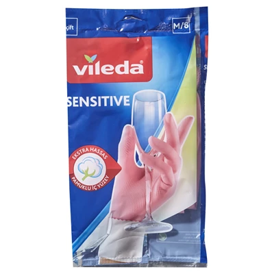 Vileda Sensitive Pink Eldiven Orta - Hassas Ciltler İçin Ekstra İnce Temizlik El 4'li Avantaj Paketi ürün görseli 1