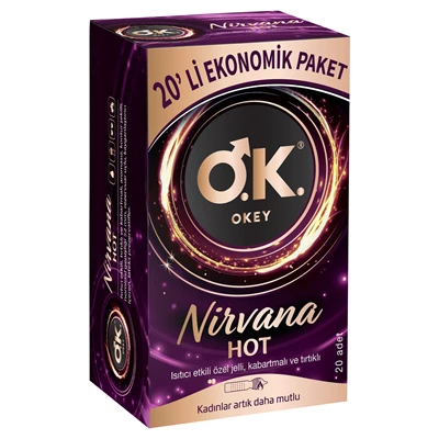 OKEY Nirvana Ekonomik 20'li Hot Kondom - Rezervuar Uçlu, 142g 4'li Avantaj Paketi ürün görseli 1