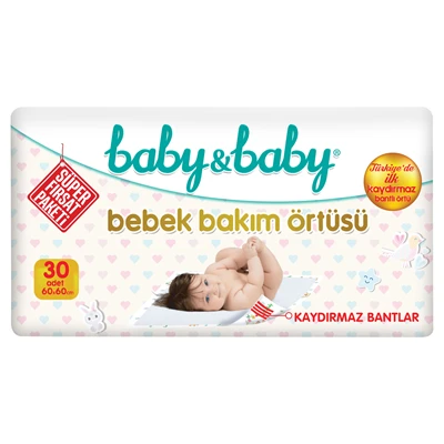 baby&baby Alt Değiştirme Örtüsü 30'lu - Kaydırmaz Bantlı Bebek Bakım Örtüsü 3'li Ekonomik Paket ürün görseli 1