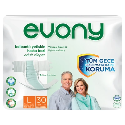 Evony Yetişkin Bezi 30'lu Large - Yüksek Emici, Sızdırmaz Koruma ürün görseli 1