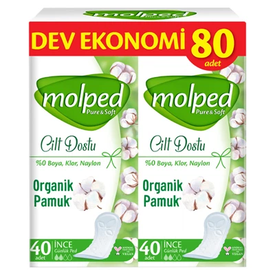 Molped Pure&Soft İncelik Günlük Ped 80'li Doğal Pamuk Özlü Nefes Alan Yüzey 3'li Ekonomik Paket ürün görseli 1