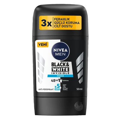 NIVEA Men Fresh Black&White Stick Deodorant 50 ml - Etkili Ter Koruma 8'li Avantaj Paketi ürün görseli 1