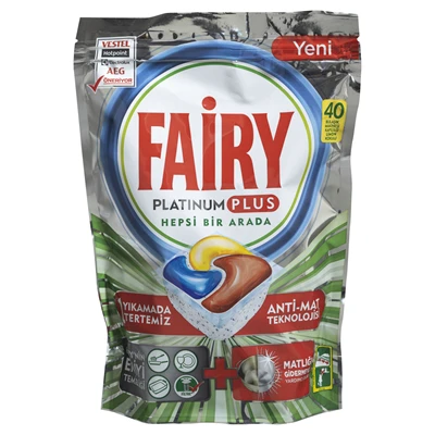 FAİRY Platinum Plus Bulaşık Makinesi Tableti 40lı - Yeni Gibi Tertemiz Bulaşıkla 2'li Ekonomik Paket ürün görseli 1