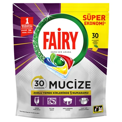 FAİRY Fairy Mucize Bulaşık Tableti 30'lu Limon - 5 Bölmeli Kapsül Teknolojisi 5'li Avantaj Paketi ürün görseli 1