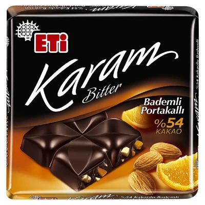 ETİ Karam Portakallı Bademli Çikolata 60G - Lezzetli Atıştırmalık 4'li Avantaj Paketi ürün görseli 1
