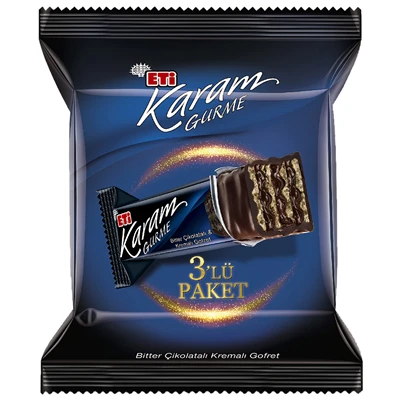 ETİ Karam Gurme Bitter Çikolatalı Kremalı Gofret 3Lü 150G 5'li Avantaj Paketi ürün görseli 1