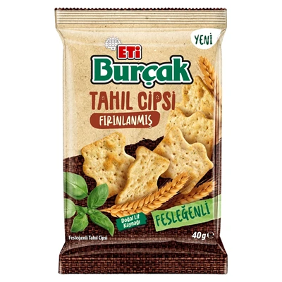 ETİ Burçak Tahıl Cipsi 40g Fesleğen - Tam Buğday Unlu Sağlıklı Atıştırmalık 5'li Avantaj Paketi ürün görseli 1