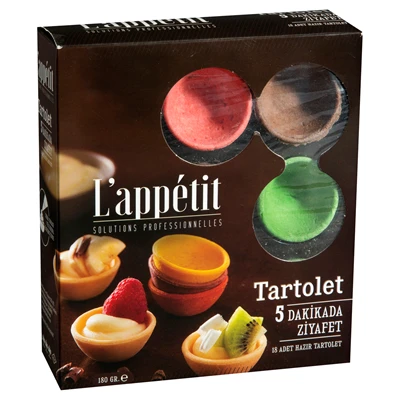 L'appetit Tartolet 18'li Kırmızı, Yeşil, Kahverengi Hazır Tart Tabanı 250g 3'li Ekonomik Paket ürün görseli 1