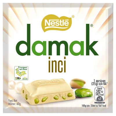 Nestle Damak Beyaz Çikolata 60 G Antep Fıstıklı İnci 3'li Ekonomik Paket ürün görseli 1