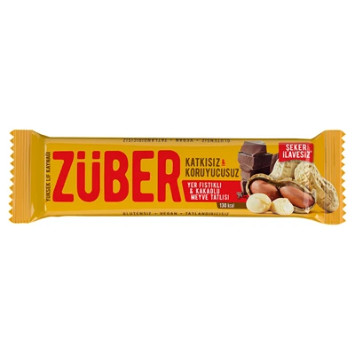 ZÜBER Bar 40G Yer Fıstıklı - Katkısız, Glutensiz, Vegan Atıştırmalık 8'li Avantaj Paketi ürün görseli 1