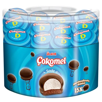 Ülker Çokomel Marshmallow 15'li 180g Kakaolu Bisküvi 6'li Avantaj Paketi ürün görseli 1