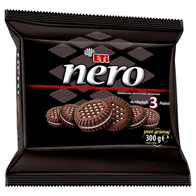 ETİ Nero Bisküvi 3'lü 300 g Kakaolu Kremalı Atıştırmalık 8'li Avantaj Paketi ürün görseli 1