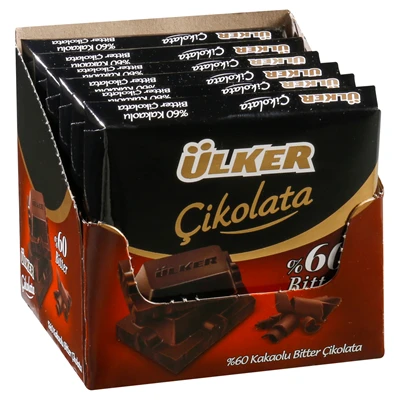 ÜLKER Kare Çikolata 6x60g Bitter - Ağızda Eriyen Lezzet 2'li Ekonomik Paket ürün görseli 1