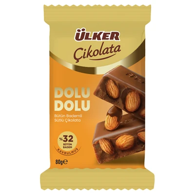 Ülker Çikolata Dolu Tablet 80 G Badem - Dolu Dolu Lezzet 4'li Avantaj Paketi ürün görseli 1