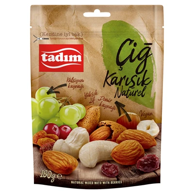 Tadım Naturel Çiğ Karışık Kuruyemiş 180g - Badem, Fındık, Kaju, Cranberry 5'li Avantaj Paketi ürün görseli 1