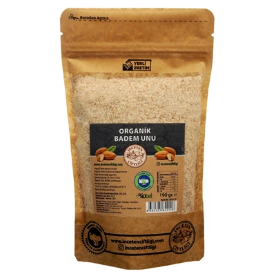 İnceten Organik Badem Unu 190g | %100 Çiğ Badem, Glutensiz 2'li Ekonomik Paket ürün görseli 1