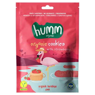 humm Organik Vegan Çilekli Kurabiye 55 G - Doğal Aromalı 6'li Avantaj Paketi ürün görseli 1