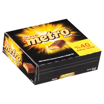 Ülker Metro Büyük Boy Çikolata 18x56 g - Sütlü Çikolata Kaplı Karamelli Enerji 5'li Avantaj Paketi ürün görseli 1