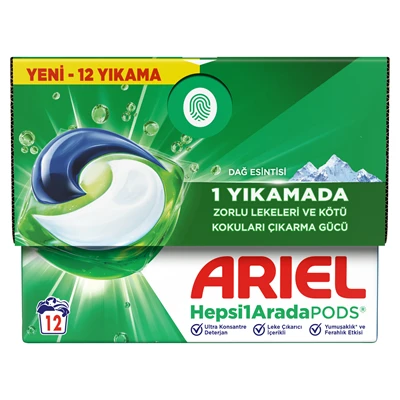 Ariel Pods Regular 12Li Dağ Esintisi Çamaşır Deterjanı 6'li Avantaj Paketi ürün görseli 1