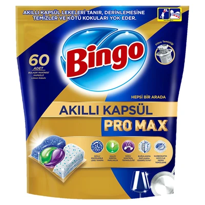 Bingo Pro Max Bulaşık Tableti 60lı Güçlü Yağ Çözme ve Akıllı Kapsül Teknolojisi 8'li Avantaj Paketi ürün görseli 1