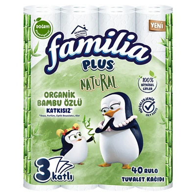 Familia 3 Katlı Tuvalet Kağıdı 40lı Aile Boyu %100 Selüloz 2'li Ekonomik Paket ürün görseli 1