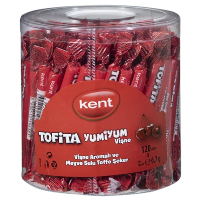 Tofita Yumıyum Vişne 120'li Meyve Sulu Toffe Şeker 804g 2'li Ekonomik Paket ürün görseli 1