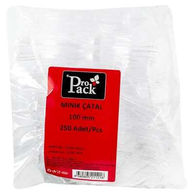 ProPack Minik Çatal 100mm 250'li - Tek Kullanımlık Plastik Mini Çatal 4'li Avantaj Paketi ürün görseli 1