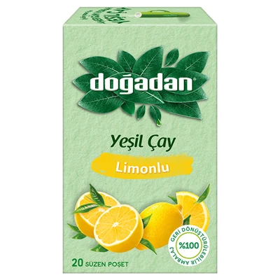 Doğadan Yeşil Çay Limonlu 20'li Poşet Çay 35 g 5'li Avantaj Paketi ürün görseli 1