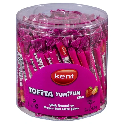 Tofita Yumıyum Çilek 120'li Meyve Sulu Toffe Şeker 804g 2'li Ekonomik Paket ürün görseli 1