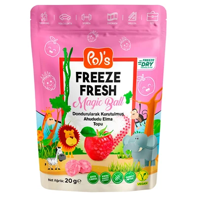 Pol's Freeze Magic Ball 20 G Ahududu&Elma Dondurularak Kurutulmuş Meyve Topları 8'li Avantaj Paketi ürün görseli 1