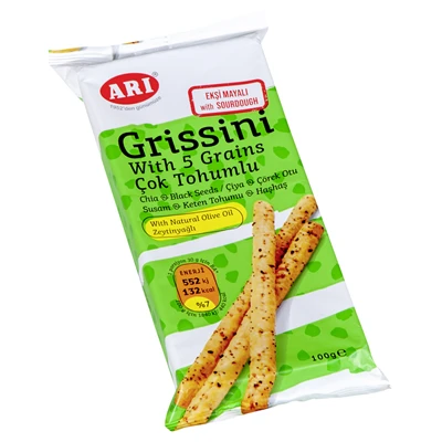 Arı Ekşi Mayalı Çok Tohumlu Grissini 100g - 5 Çeşit Tohumlu Sağlıklı Atıştırmalı 8'li Avantaj Paketi ürün görseli 1