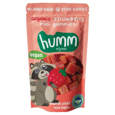 humm Yumuşak Şeker 30 G Çilekli Organik Vegan Mini Küpler 4'li Avantaj Paketi ürün görseli 1