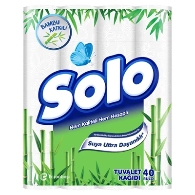 Solo 2 Katlı Bambu Katkılı Tuvalet Kağıdı 40 Adet 4'li Avantaj Paketi ürün görseli 1