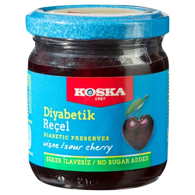 KOSKA Diyabetik Vişne Reçeli 240G Doğal Tatlandırıcılı %45 Meyve 8'li Avantaj Paketi ürün görseli 1