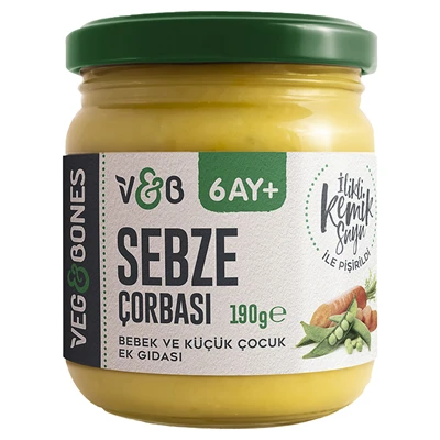 VEG&BONES Bebek Çorbası 190G Sebze - Ek Gıda 8'li Avantaj Paketi ürün görseli 1