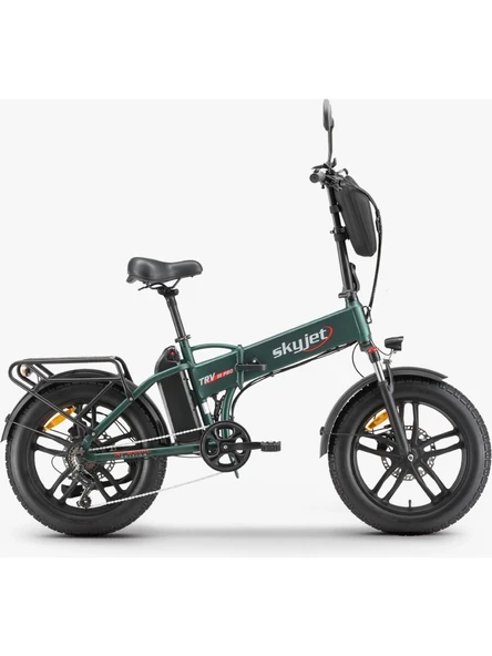 SKYJET TRVIII PRO W YEŞİL ÇİFT BATARYALI 1000W ELEKTRİKLİ BİSİKLET AYNA ÇANTA VE EL GAZI HEDİYELİ ürün görseli 1