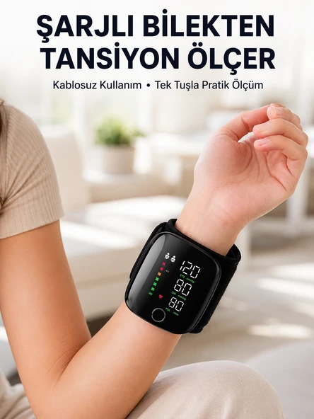 Otomatik Bilekten Tansiyon Ölçer Şarjlı Dijital Ölçüm Cihazı ürün görseli 1