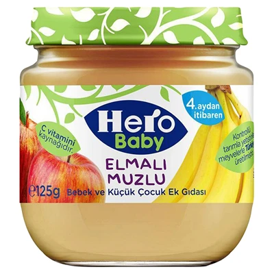 Hero Baby Elmalı&Muzlu Bebek Maması 125g Organik Kavanoz 8'li Avantaj Paketi ürün görseli 1