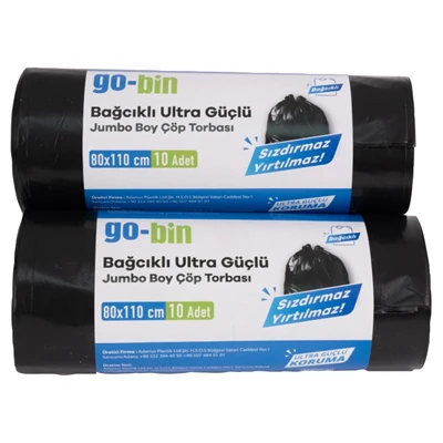 Ultra Güçlü Jumbo Çöp Torbası 80x110cm 10'lu Yırtılmaz Sızdırmaz 8'li Avantaj Paketi ürün görseli 1