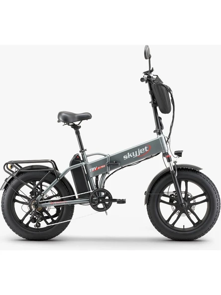SKYJET TRVIII PRO W GRİ ÇİFT BATARYALI 1000W ELEKTRİKLİ BİSİKLET AYNA ÇANTA VE EL GAZI HEDİYELİ ürün görseli 1