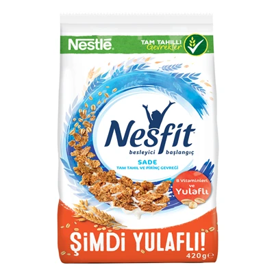 Nesfit Tam Tahıl & Pirinç Gevreği 420 G Sade - Besleyici Kahvaltılık Gevrek 5'li Avantaj Paketi ürün görseli 1