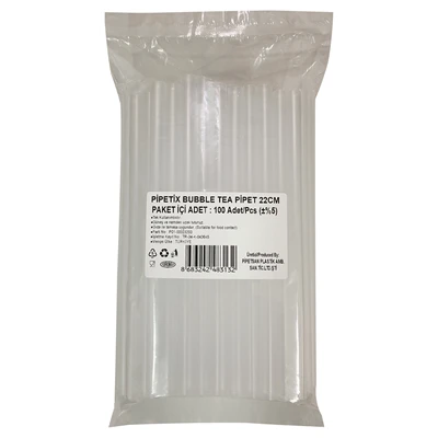 pipetix Bubble Tea Pipet 100 Adet 22cm - Kalın Tapyoka Pipeti 8'li Avantaj Paketi ürün görseli 1