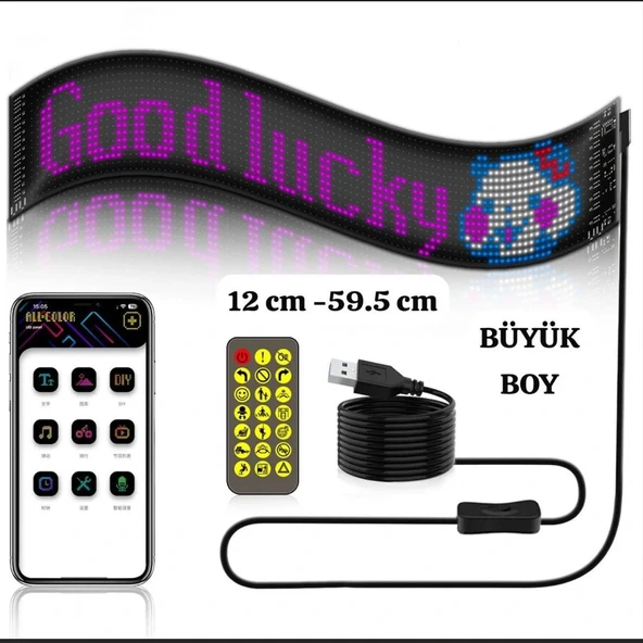 Led Ekran Matrix Panel Cama Yapışan En Büyük Boy 16x96 Led Sayısı Araba Yazısı 12cm-59.5cm ürün görseli 1