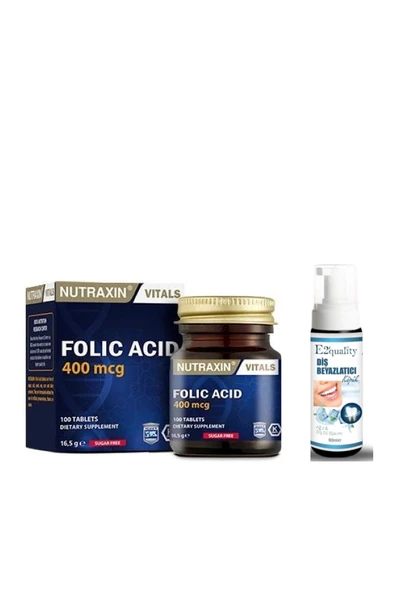 Nutraxin Folic Acid 100 Tablet - Diş Beyazlatıcı Köpük Hediye ürün görseli 1