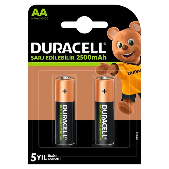Duracell 1.2v 2500 Mah Aa Şarjlı Kalem Pil 2li ürün görseli 1