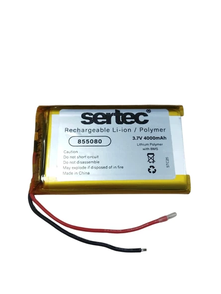 Sertec 855080 3.7v 4000mah Li-polymer Pil (devreli/1.5a) ürün görseli 1