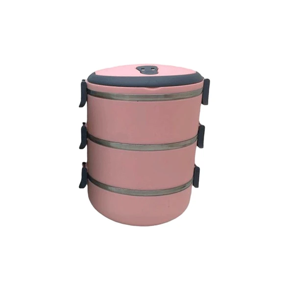 Yemek Termosu Açık Pembe 3lü Sefer Tası Saklama Kabı 1.8lt ürün görseli 1