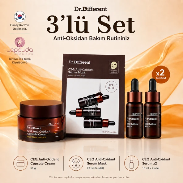 CEQ Anti-Oxidant Set - C Vitamini, E Vitamini ve Q10 İçeren 2'li Serum, Krem & 5'li Maske Seti ürün görseli 1